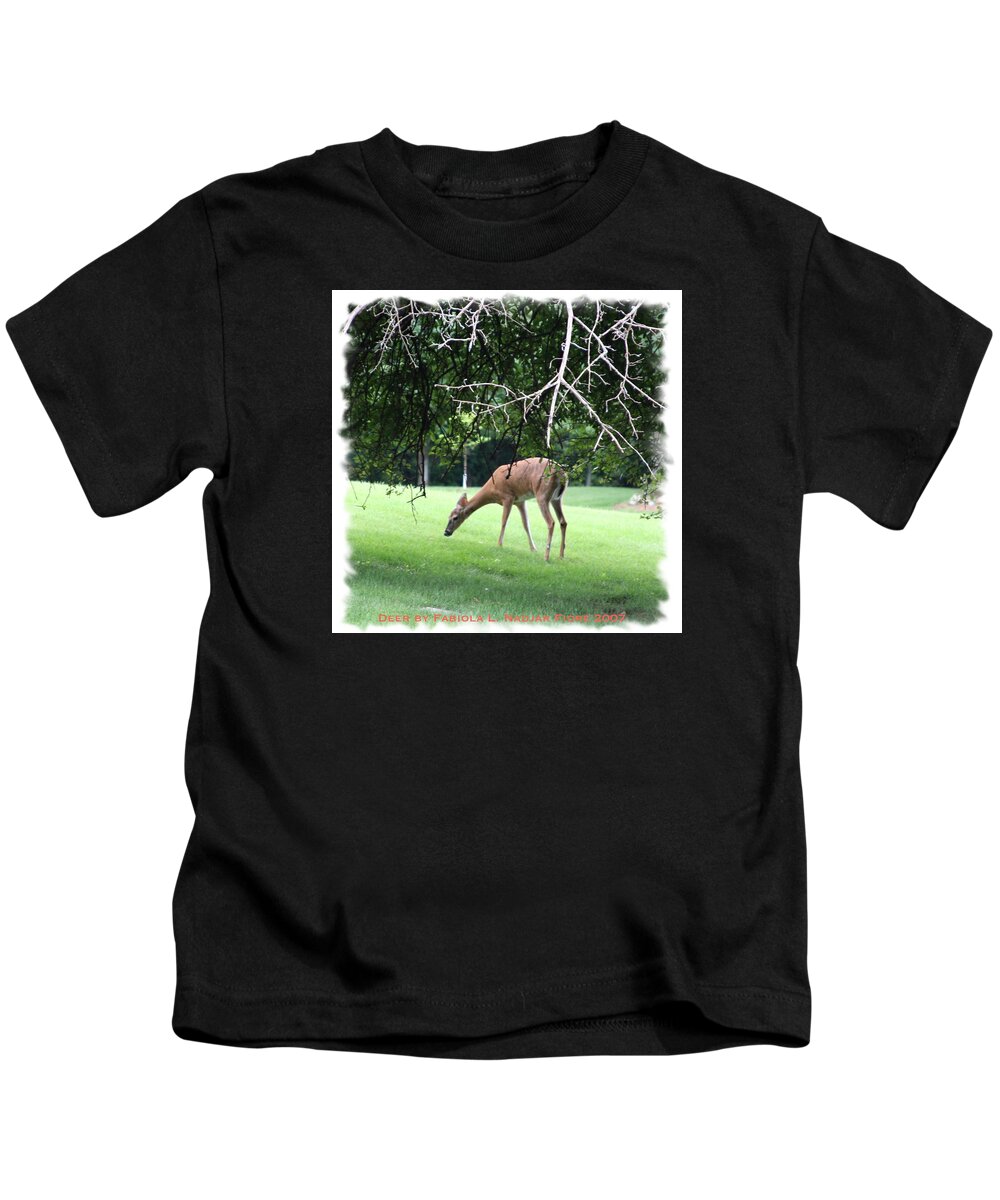 Deer Kids T-Shirt featuring the photograph Deer Solo by Fabiola L Nadjar Fiore