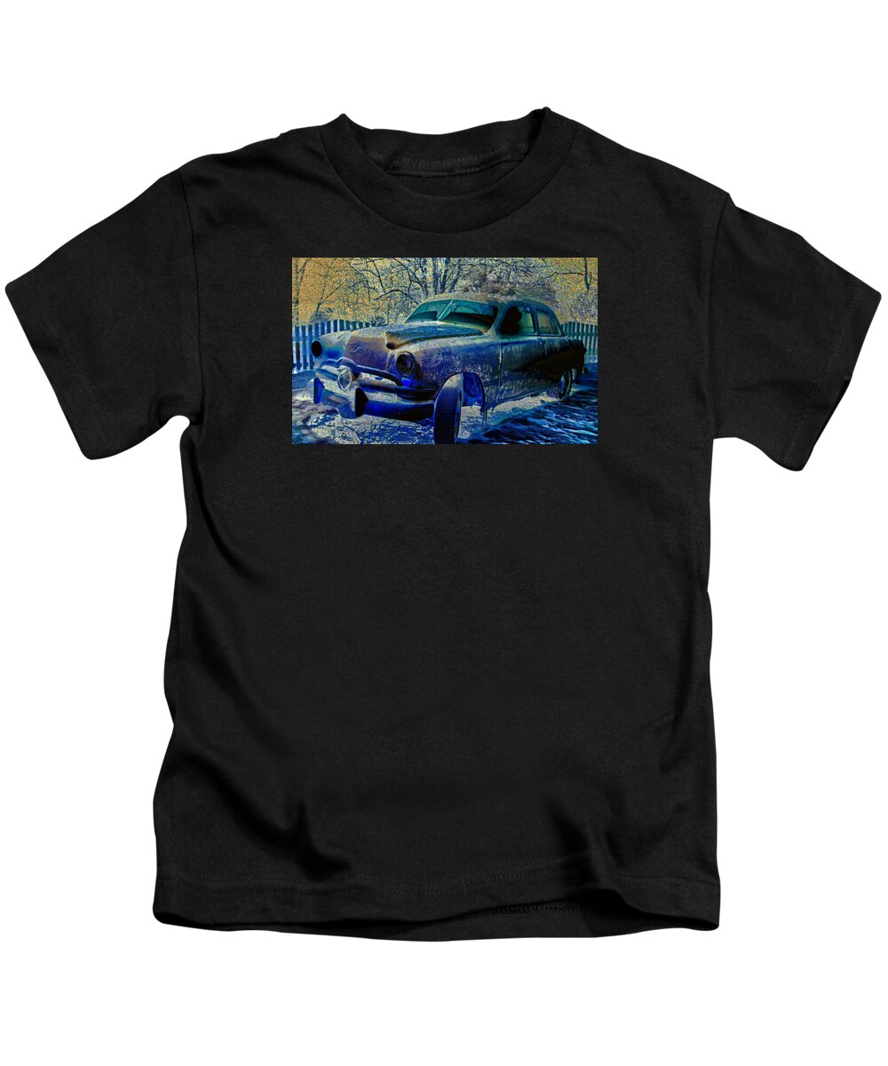 Vintage Car Kids T-Shirt featuring the photograph Devil In My Car by William Rockwell