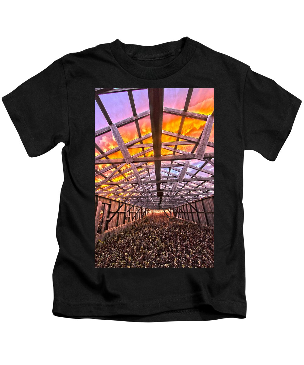 Duck Kids T-Shirt featuring the photograph Duck Farm Skeleton Skylight by Robert Seifert