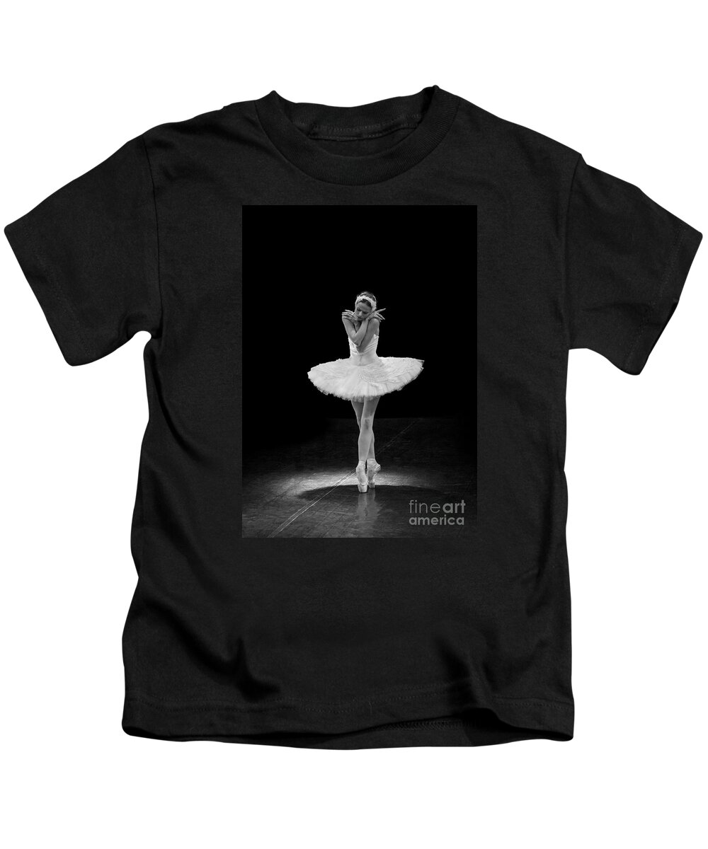 Clare Bambers Kids T-Shirt featuring the photograph Dying Swan 5. by Clare Bambers