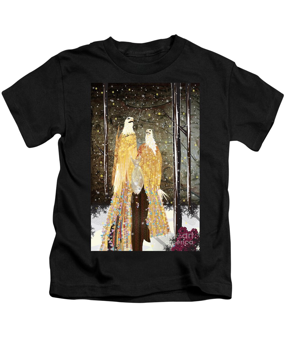 Eagles Kids T-Shirt featuring the digital art Winter Dress by Kim Prowse
