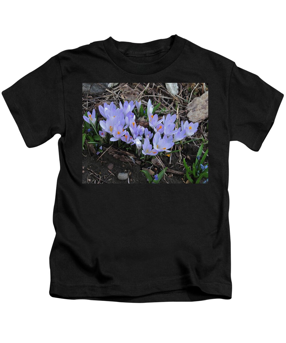Crocus Kids T-Shirt featuring the photograph Early Crocuses by Donald S Hall