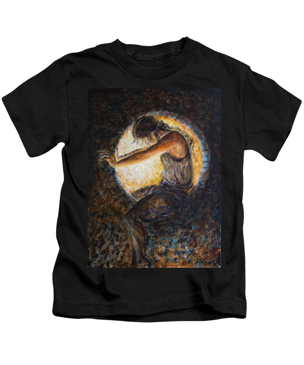 Eclipsed Kids T-Shirt featuring the painting Eclipsed by Nik Helbig