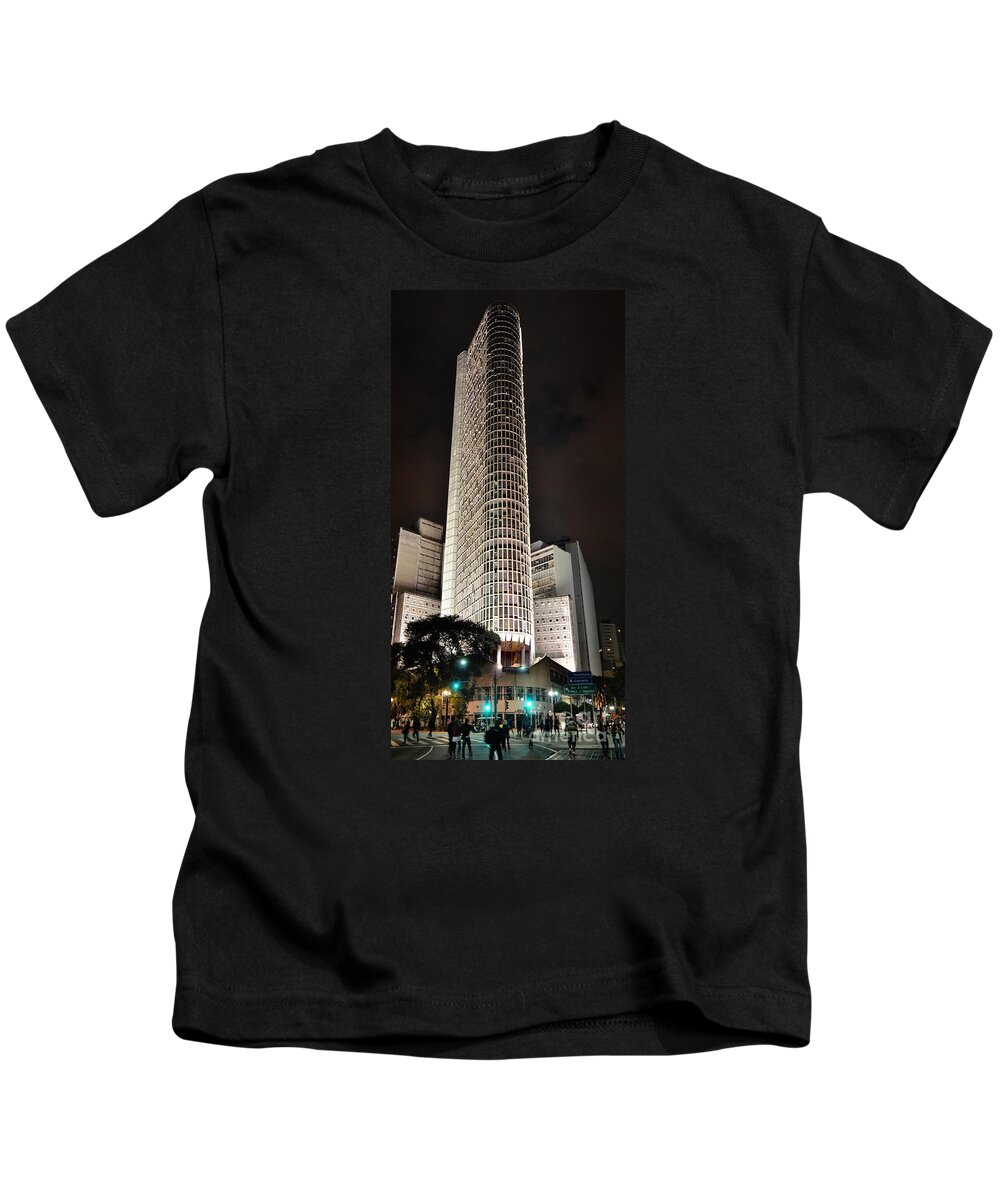 Edificio Italia Kids T-Shirt featuring the photograph Edificio Italia by night by Carlos Alkmin