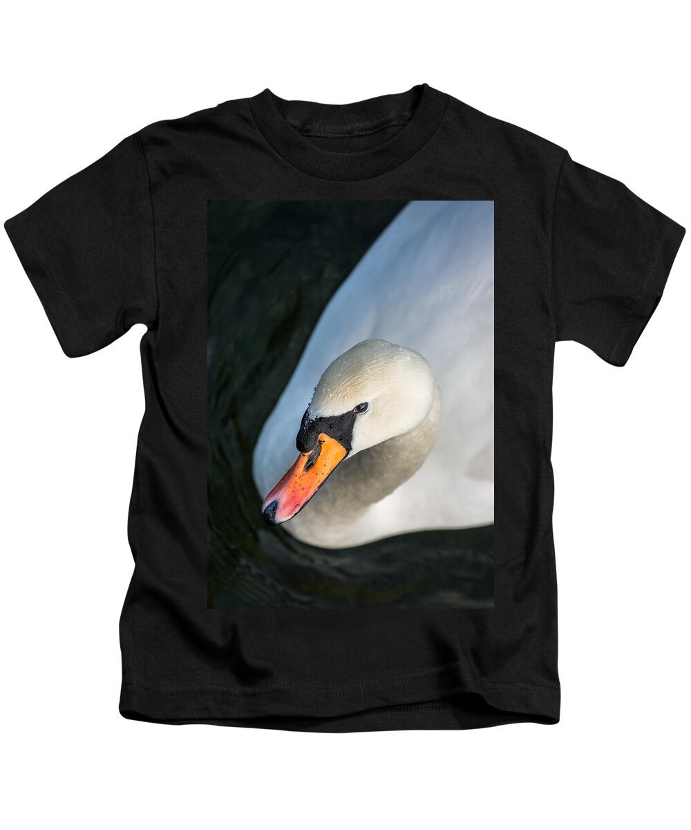 Swan Kids T-Shirt featuring the photograph Elegant Swan by Andreas Berthold