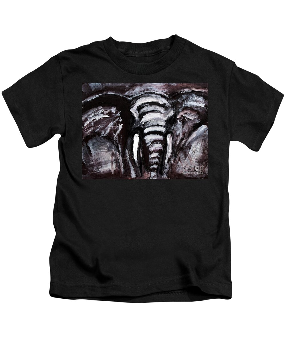 Elephant Kids T-Shirt featuring the painting ELEPHANT - Bigger size by Lidija Ivanek - SiLa