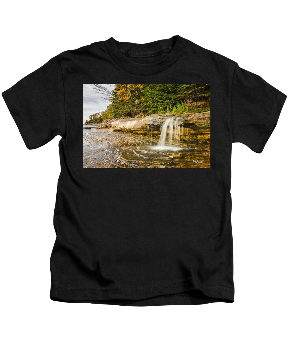Miner's Beach Kids T-Shirt featuring the photograph Elliott Falls by Peg Runyan