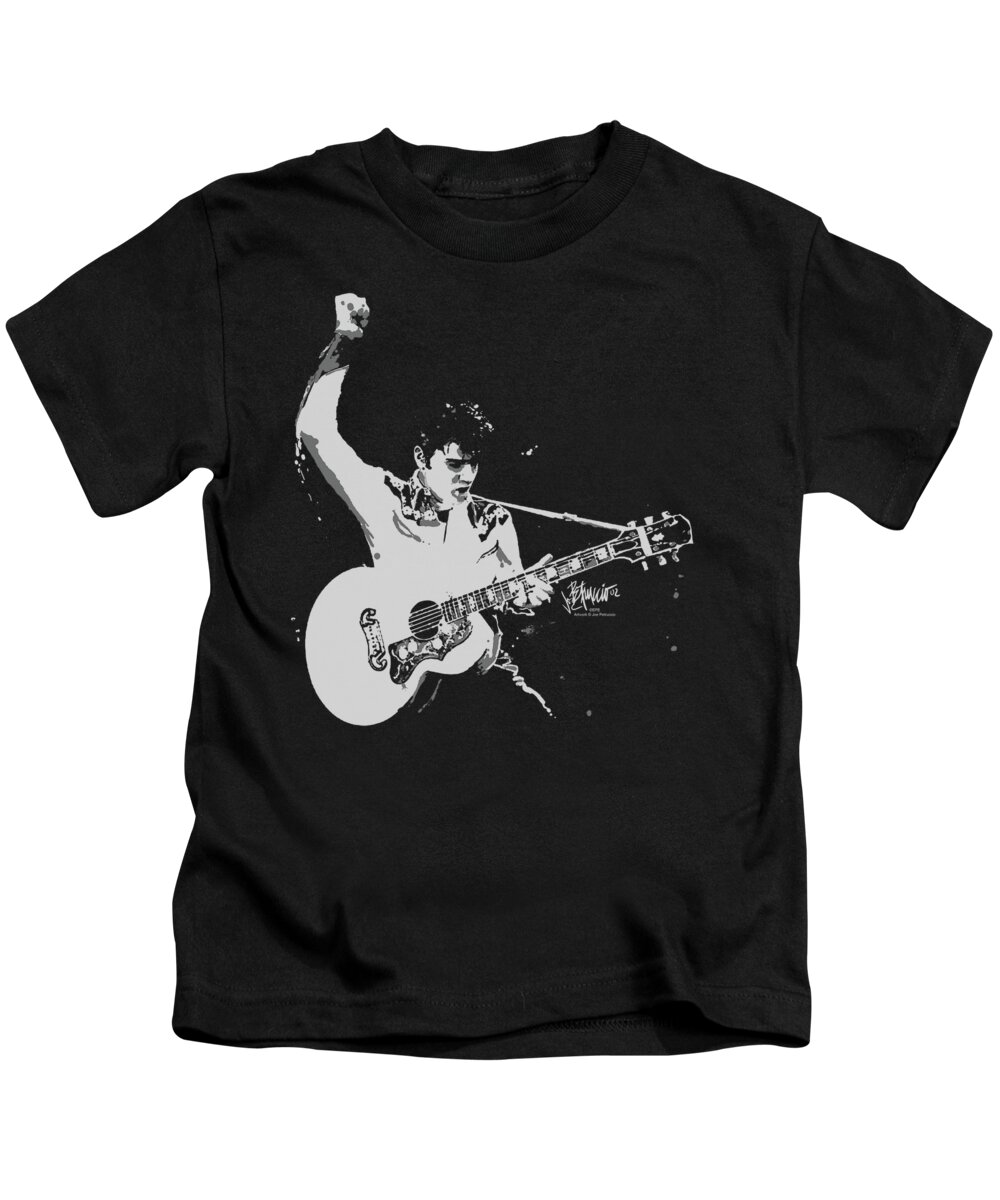 Elvis Kids T-Shirt featuring the digital art Elvis - Blackandwhite Guitarman by Brand A