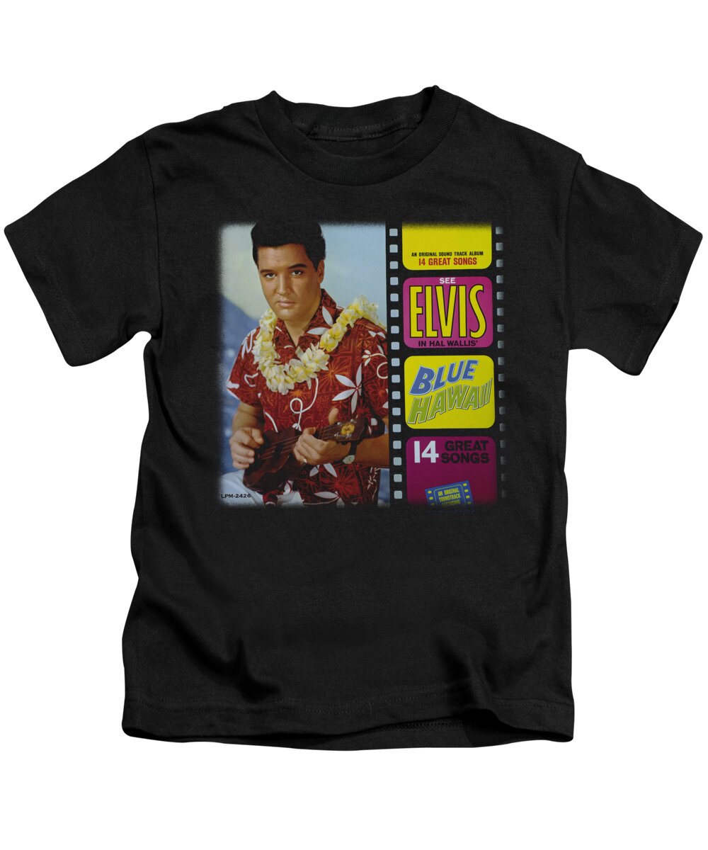 Elvis Kids T-Shirt featuring the digital art Elvis - Blue Hawaii Album by Brand A