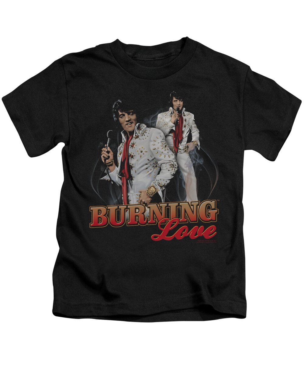  Kids T-Shirt featuring the digital art Elvis - Burning Love by Brand A
