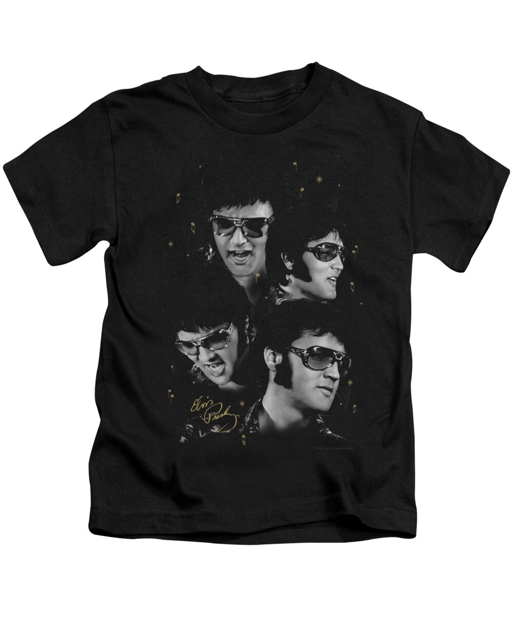  Kids T-Shirt featuring the digital art Elvis - Faces by Brand A