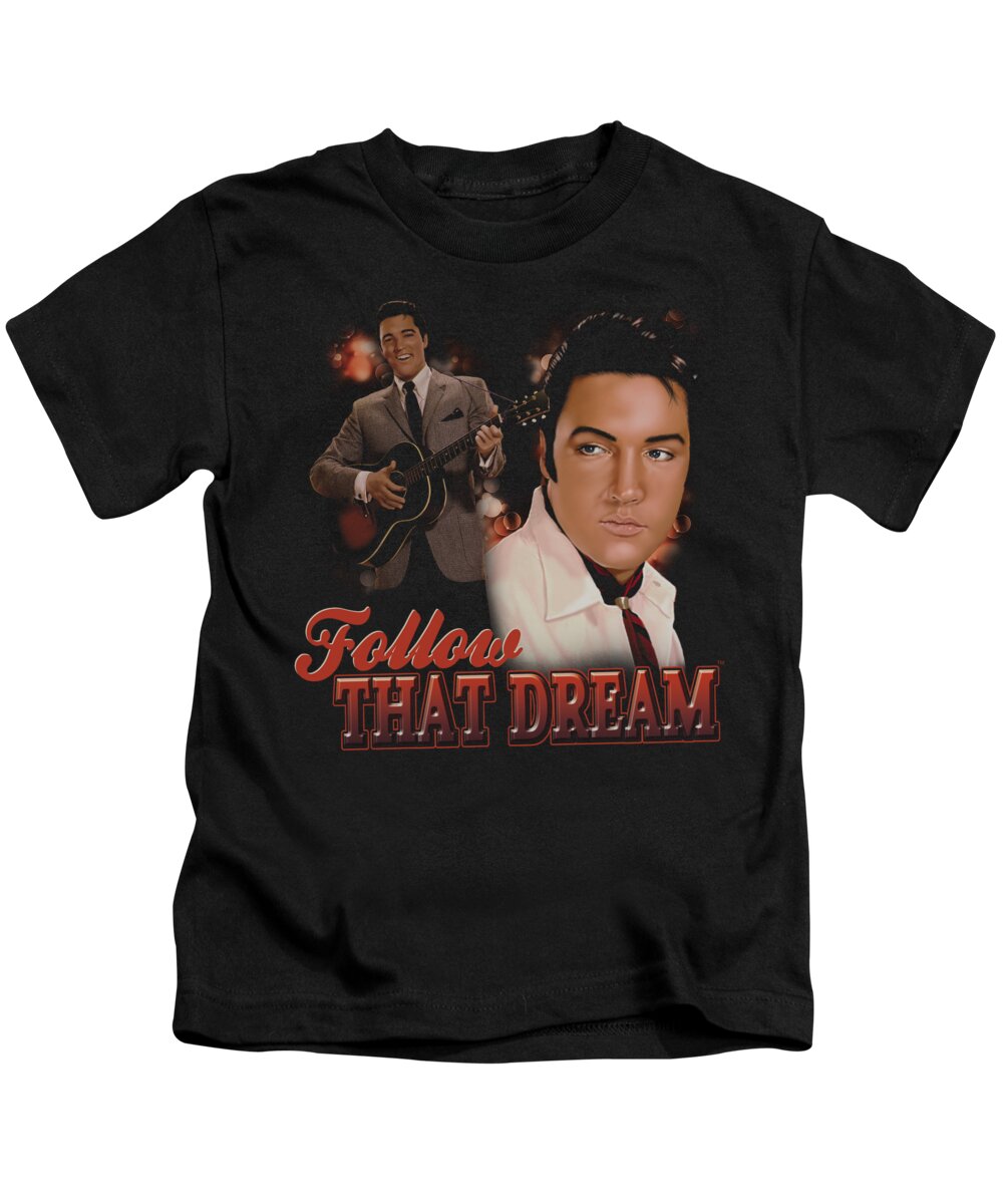 Elvis Kids T-Shirt featuring the digital art Elvis - Follow That Dream by Brand A