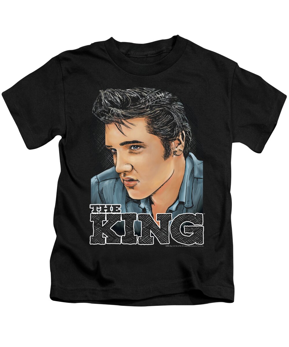  Kids T-Shirt featuring the digital art Elvis - Graphic King by Brand A