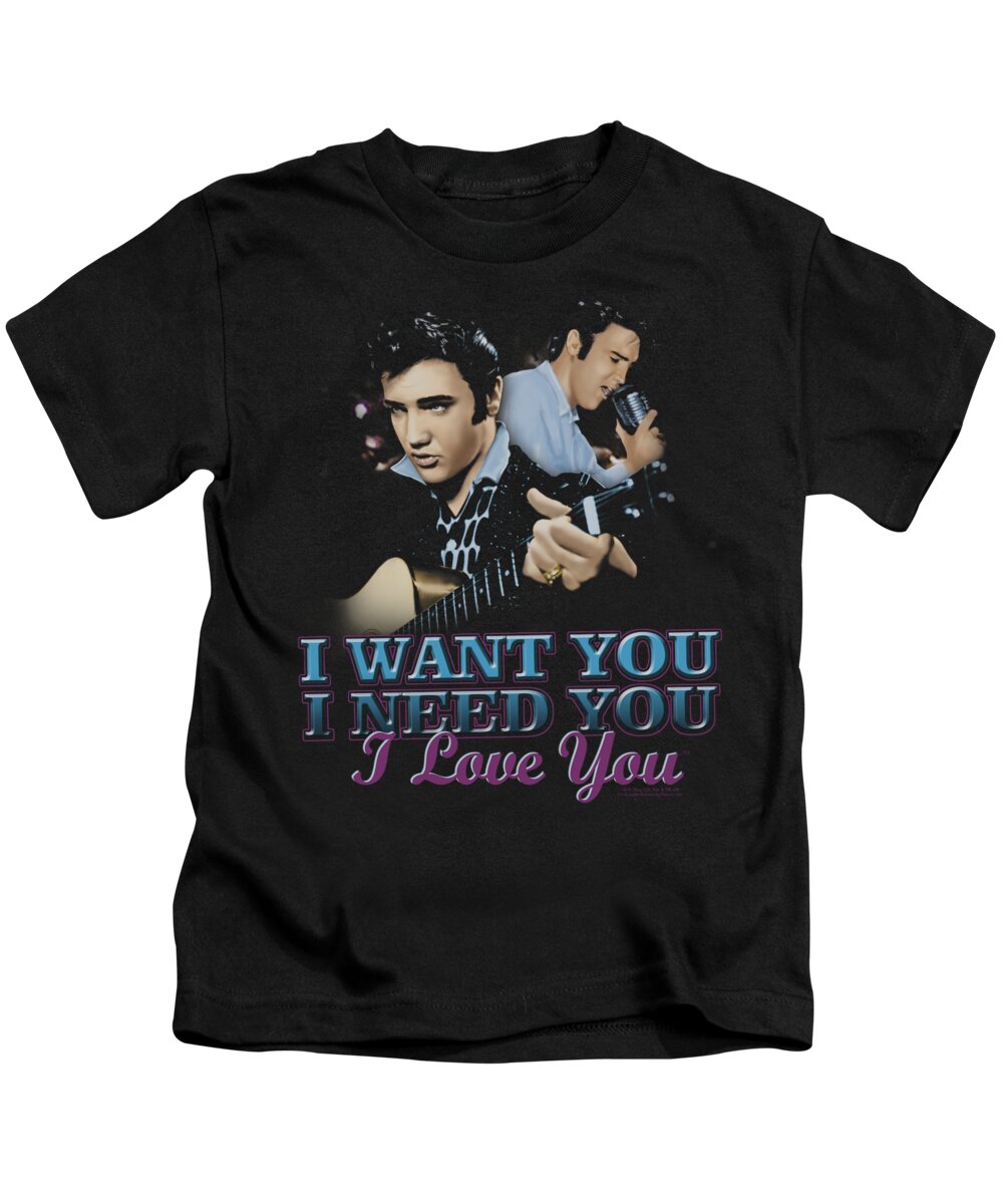 Elvis Kids T-Shirt featuring the digital art Elvis - I Want You by Brand A