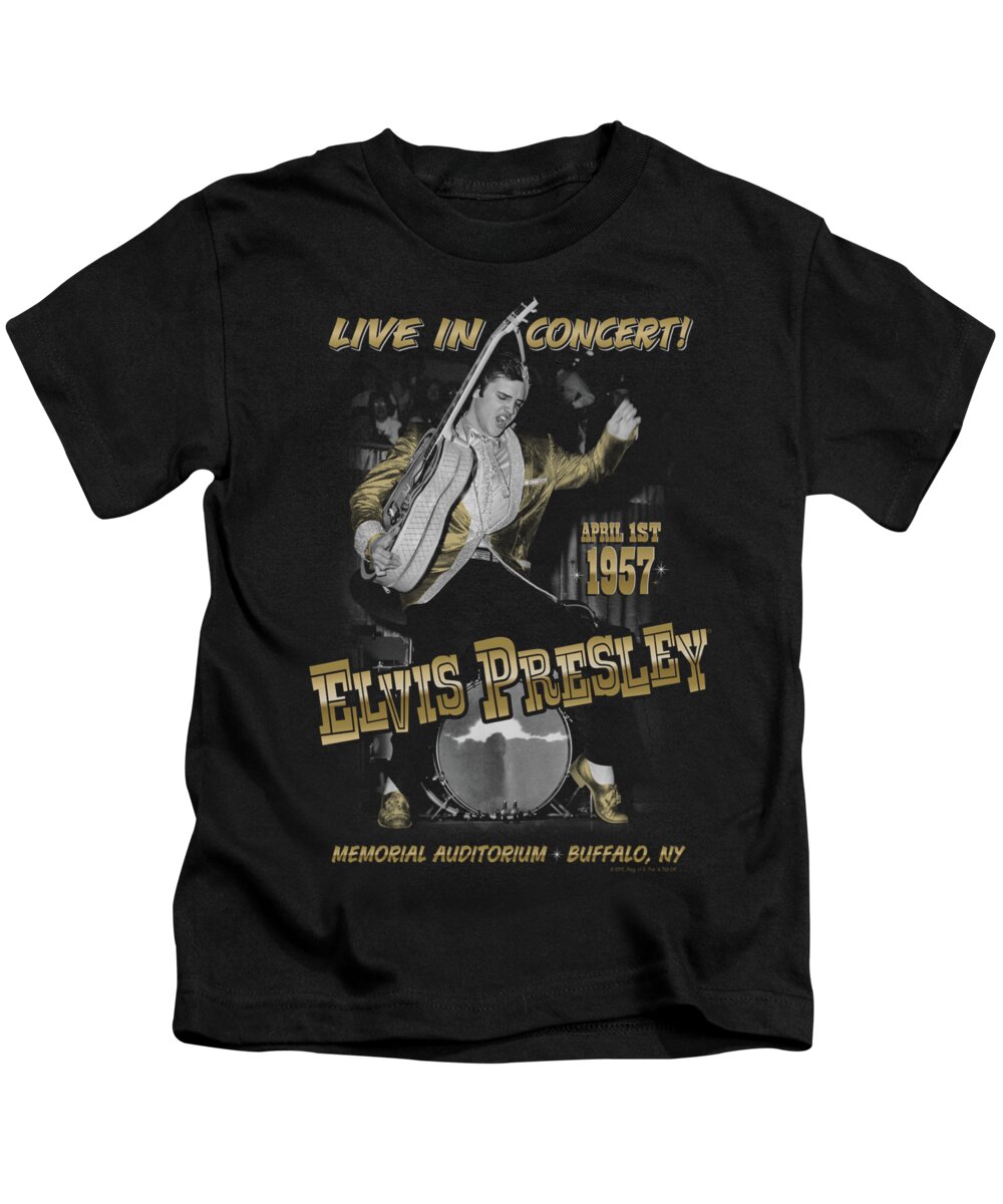  Kids T-Shirt featuring the digital art Elvis - Live In Buffalo by Brand A