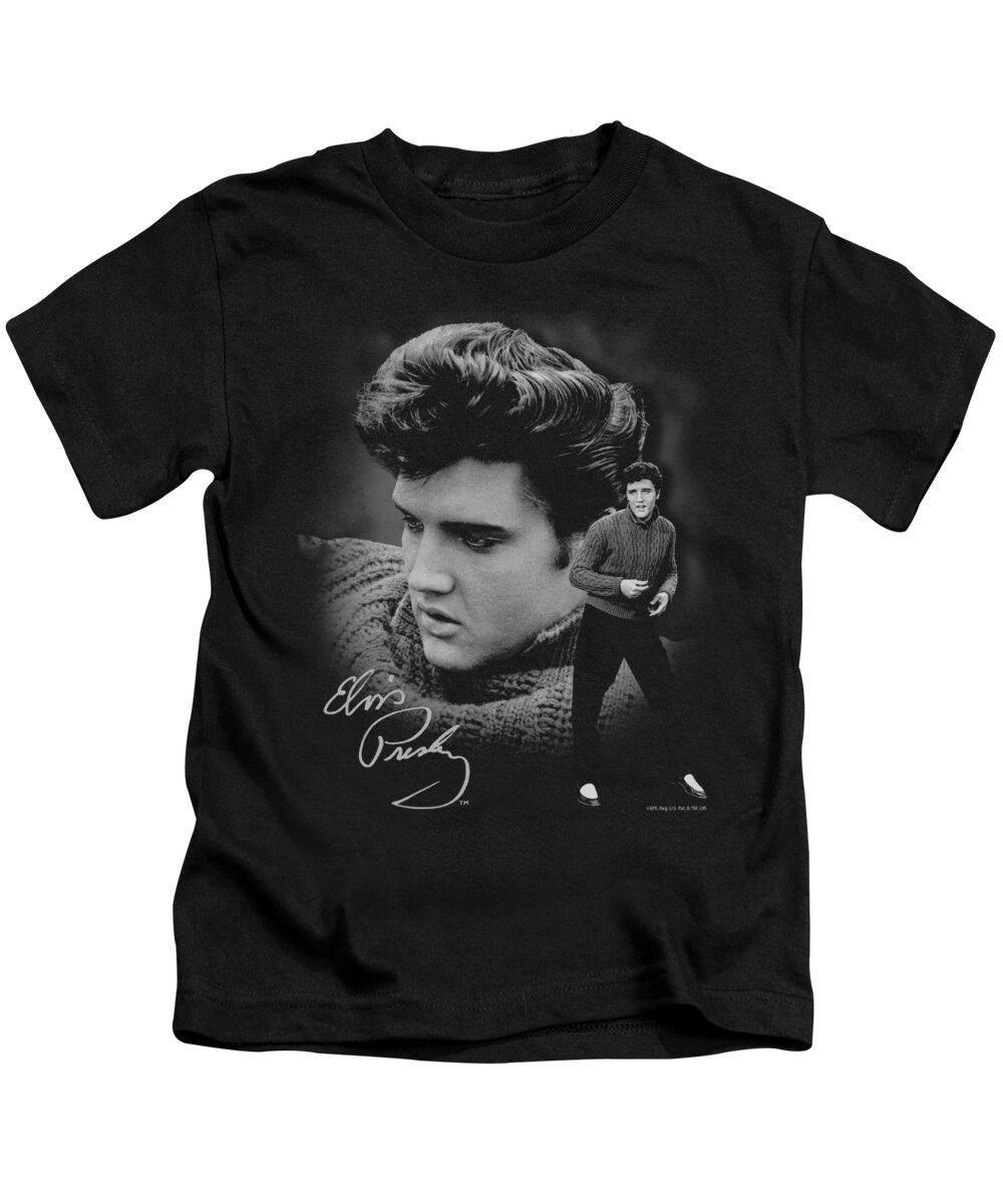  Kids T-Shirt featuring the digital art Elvis - Sweater by Brand A