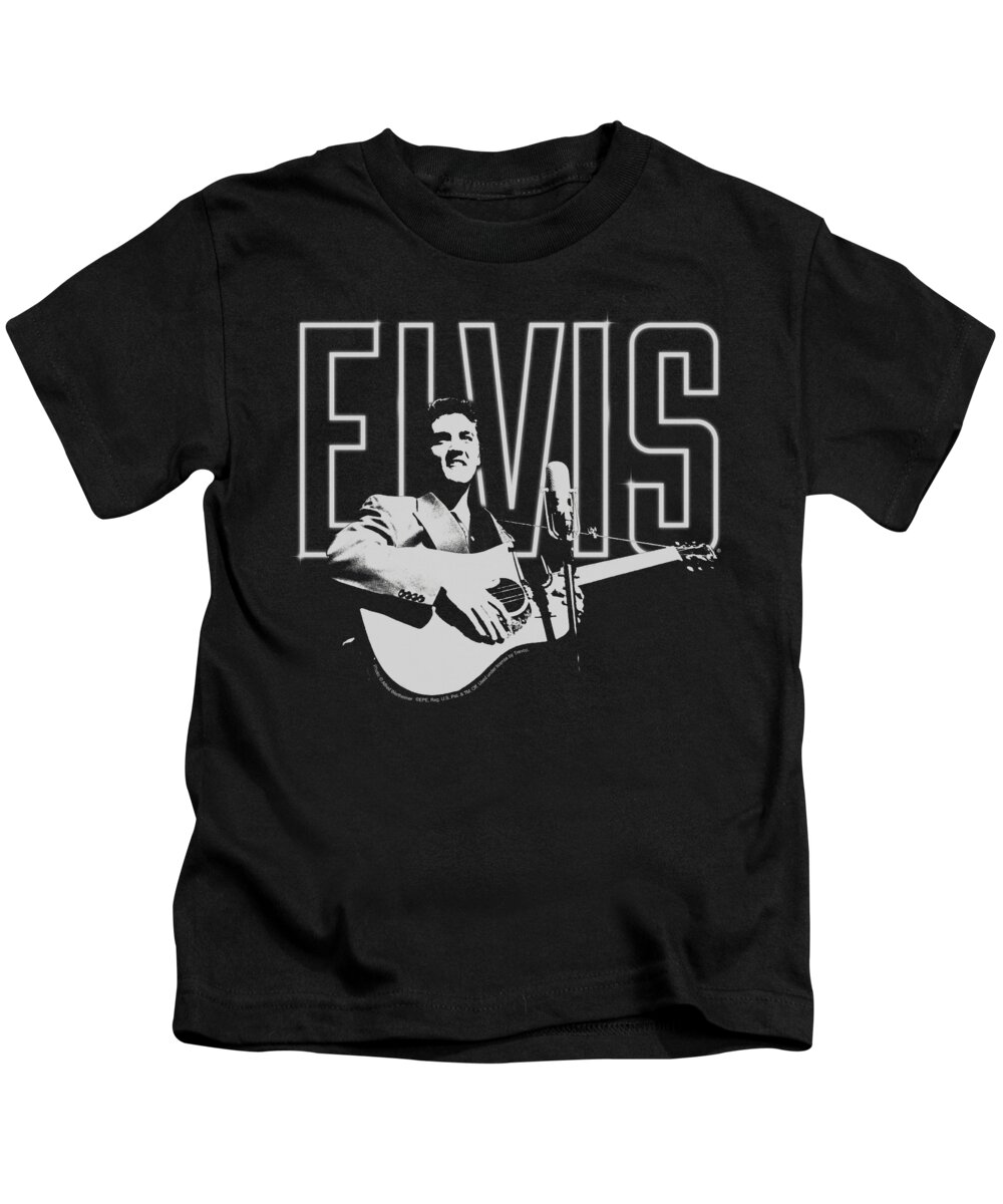 Music Kids T-Shirt featuring the digital art Elvis - White Glow by Brand A