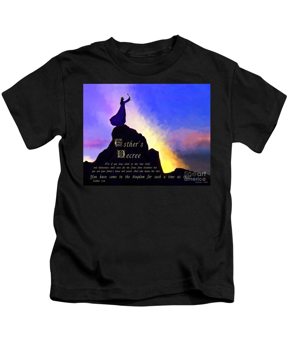 Esther Art Kids T-Shirt featuring the painting Esther's Decree by Constance Woods