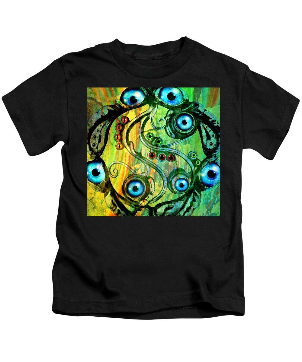 Eyes Kids T-Shirt featuring the mixed media Eye Understand by Ally White