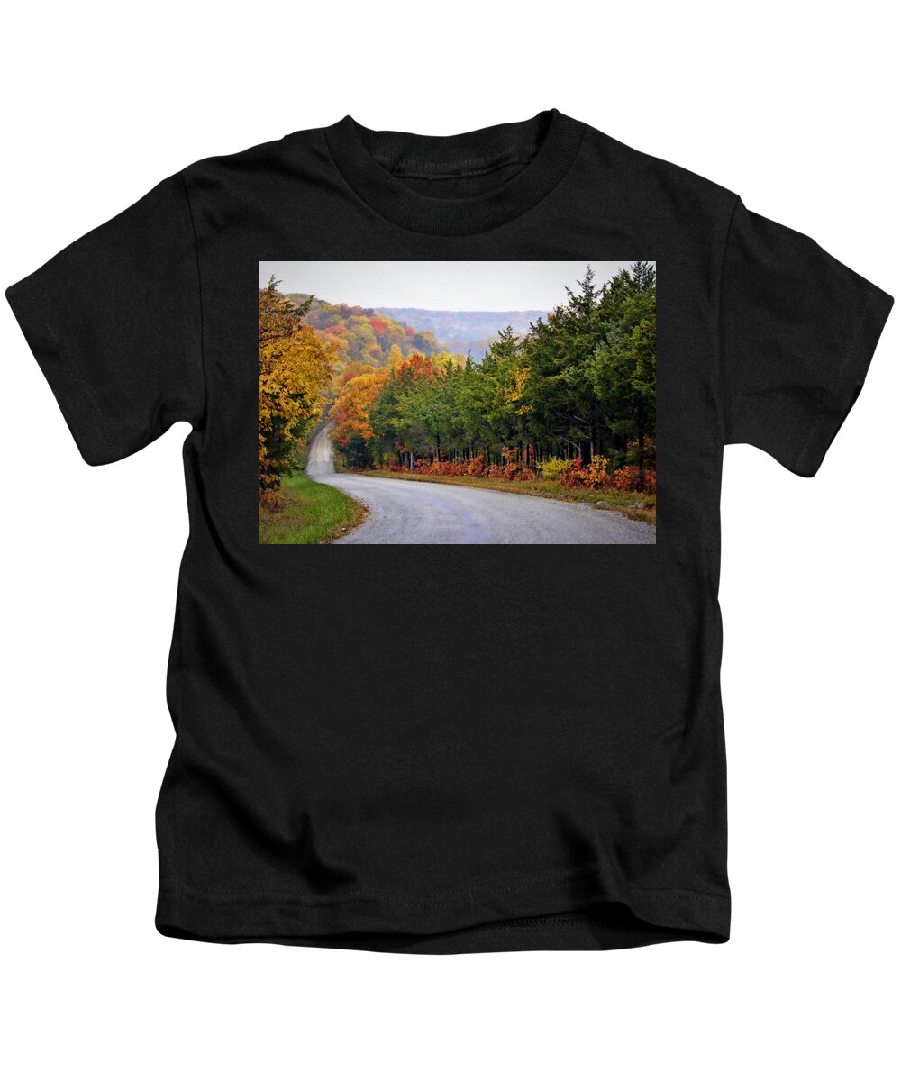 Fall Kids T-Shirt featuring the photograph Fall on Fox Hollow Road by Cricket Hackmann