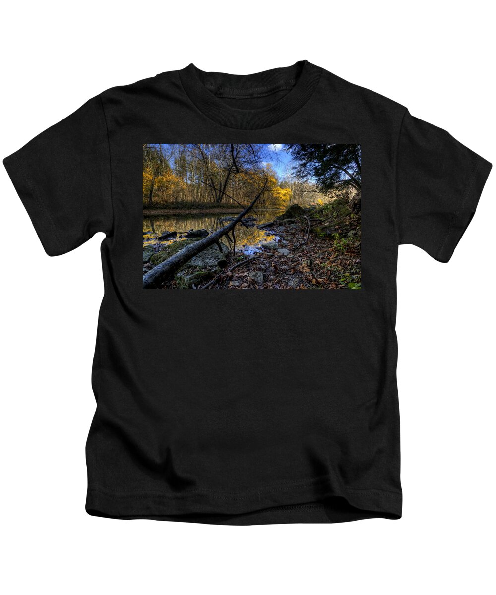 Beaver Creek Kids T-Shirt featuring the photograph Fall Scenery on the River by David Dufresne