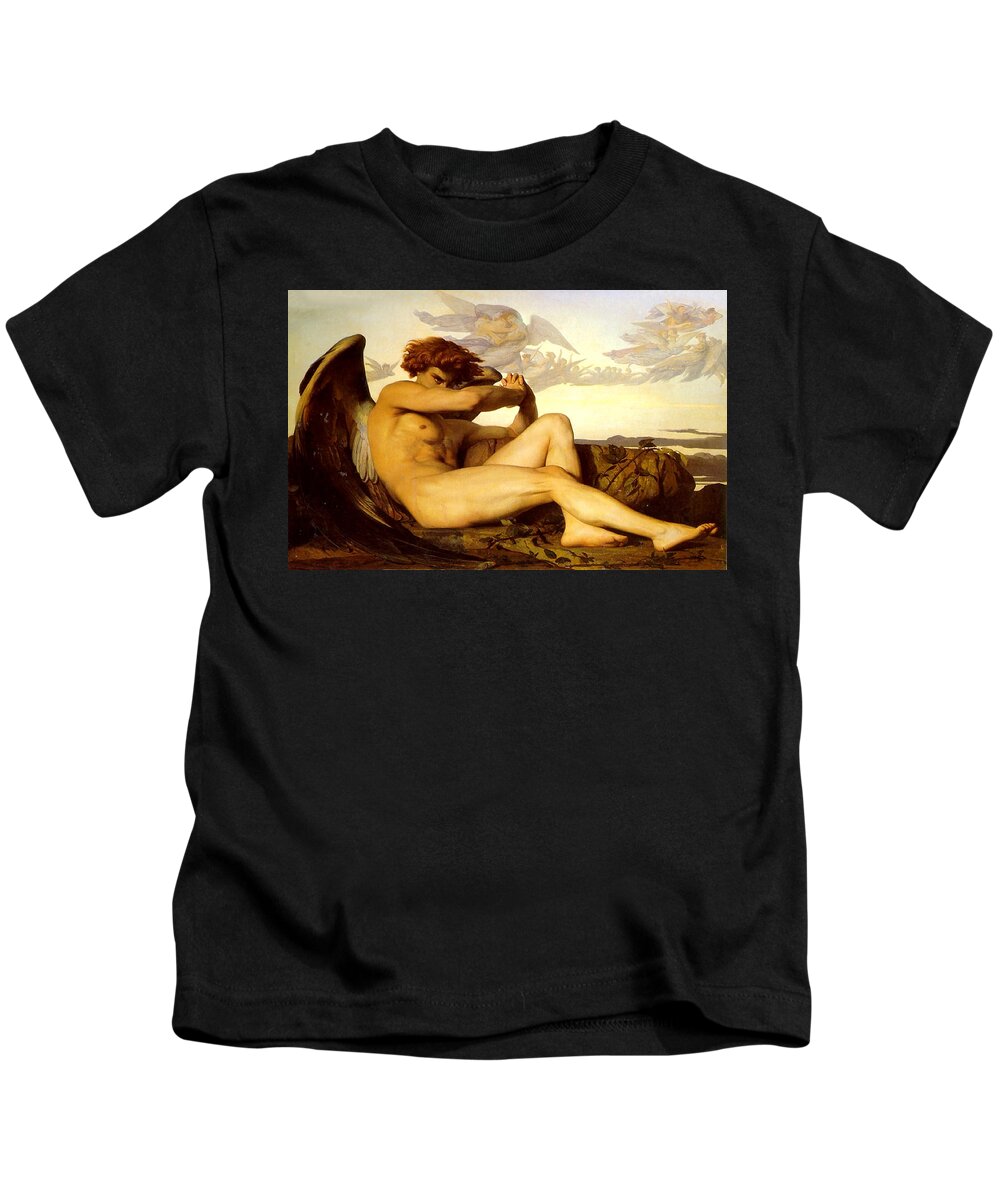 Alexandre Cabanel Kids T-Shirt featuring the painting Fallen Angel by Alexandre Cabanel