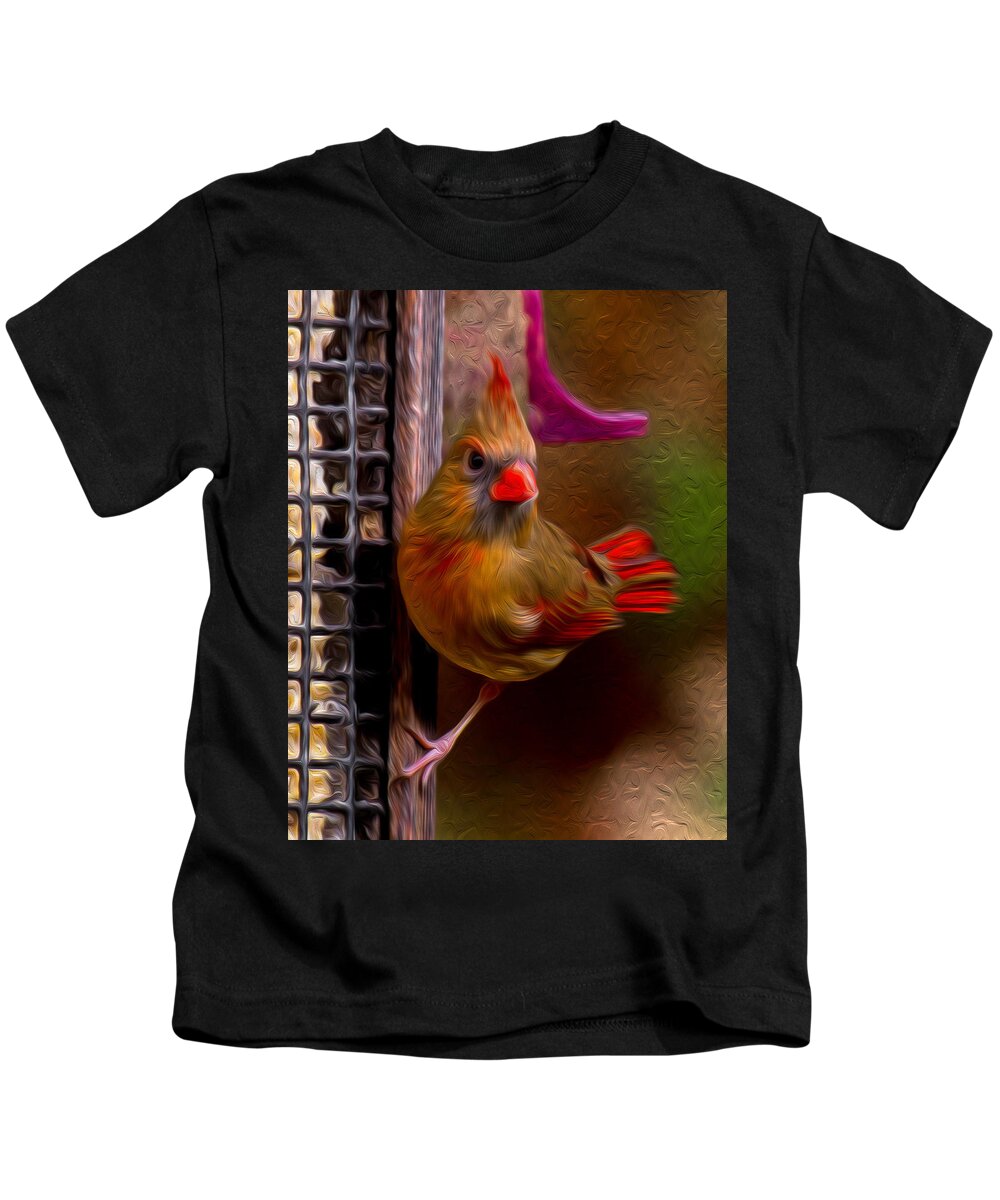 Female Northern Cardinal Kids T-Shirt featuring the photograph Female Northern Cardinal by Robert L Jackson