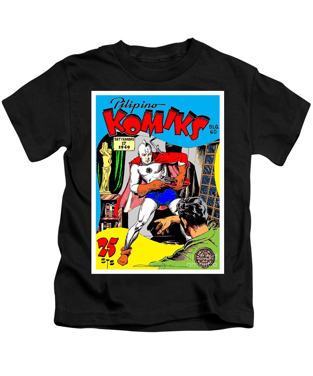 Comic Kids T-Shirt featuring the drawing Filipino Action Comics by Jonas Luis