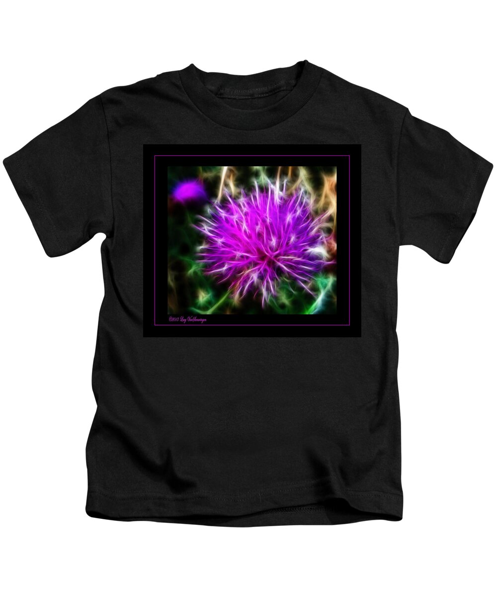 Purple Kids T-Shirt featuring the photograph Fireworks by Lucy VanSwearingen