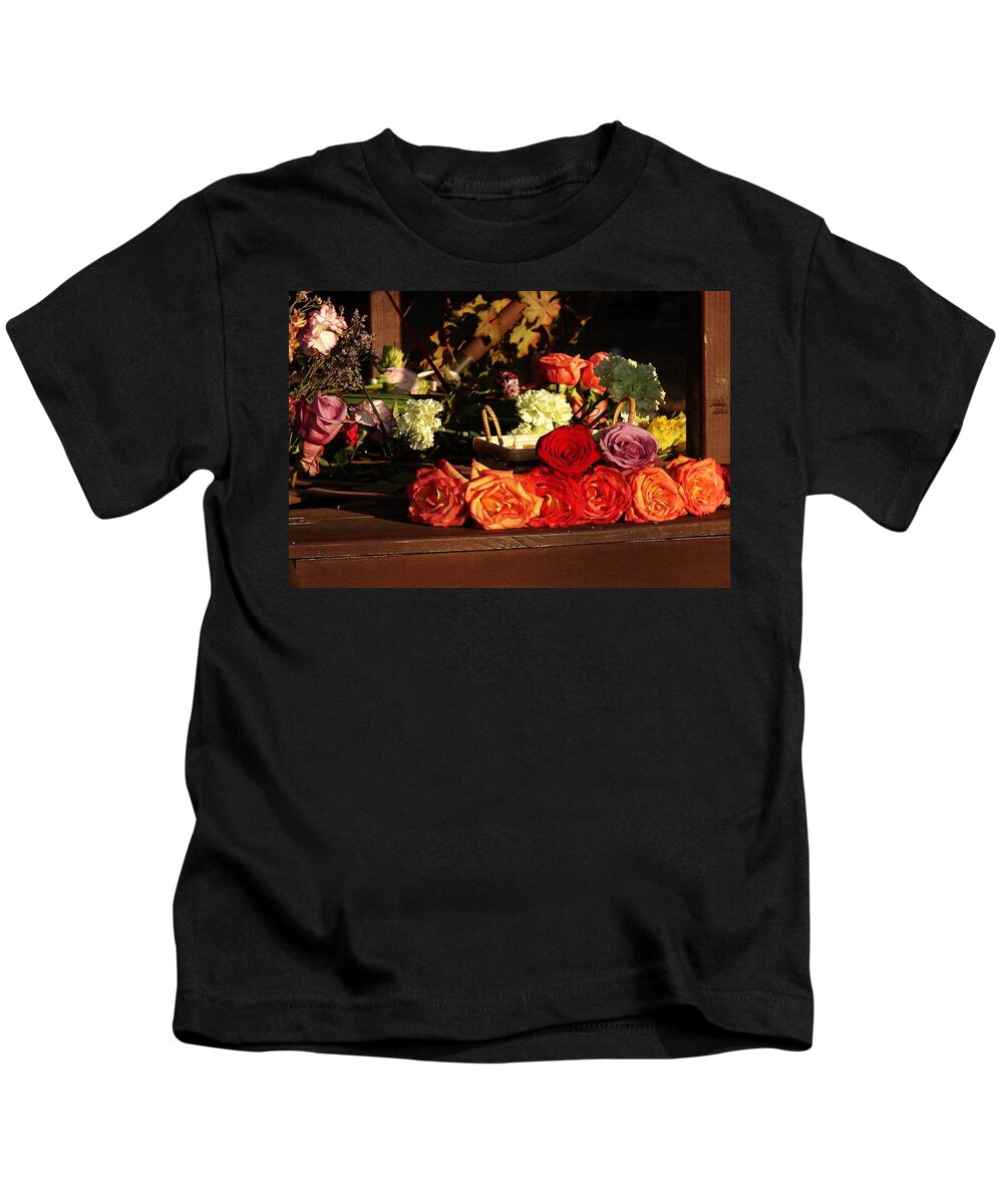Fine Art Kids T-Shirt featuring the photograph Flower Cart by Rodney Lee Williams