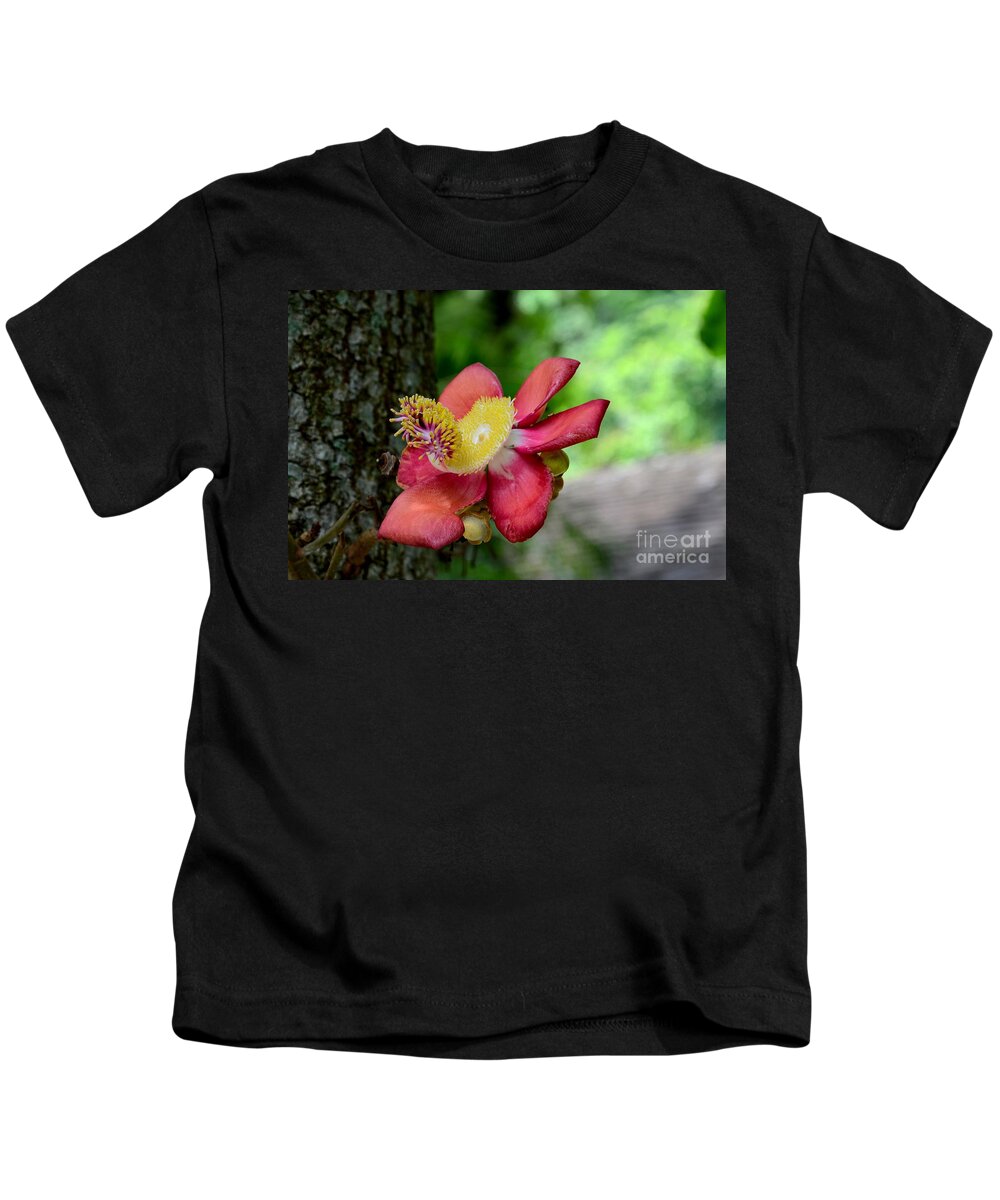  Flower Kids T-Shirt featuring the photograph Flower of Cannonball Tree Singapore by Imran Ahmed
