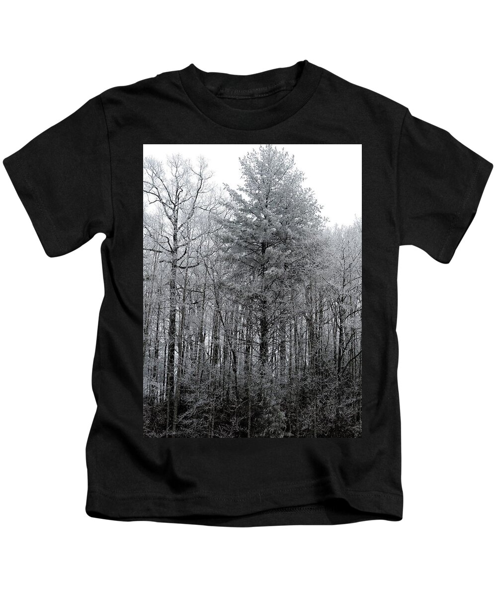 Landscape Kids T-Shirt featuring the photograph Forest With Freezing Fog by Daniel Reed