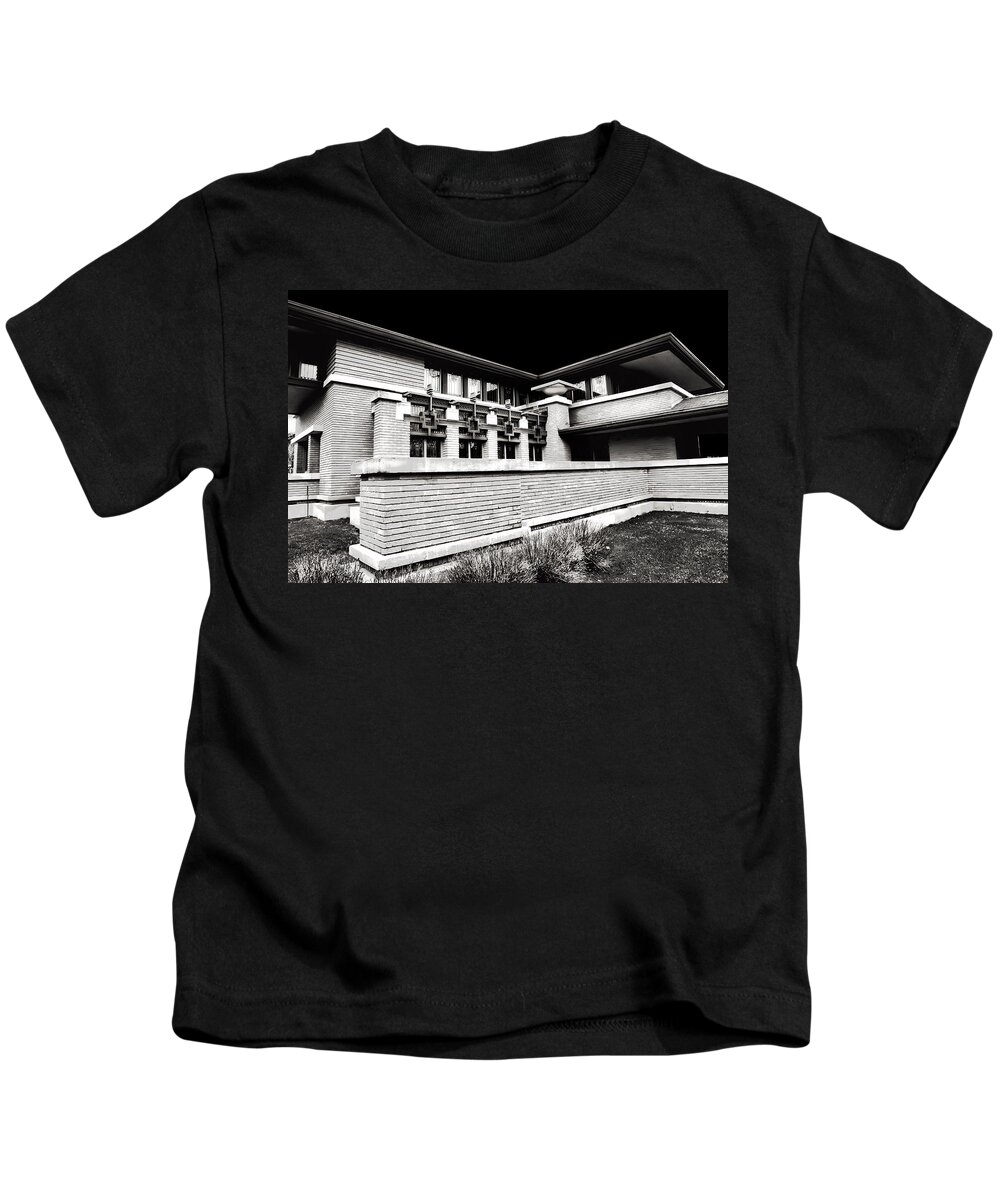 Evie Kids T-Shirt featuring the photograph Frank Lloyd Wright in Black and White by Evie Carrier