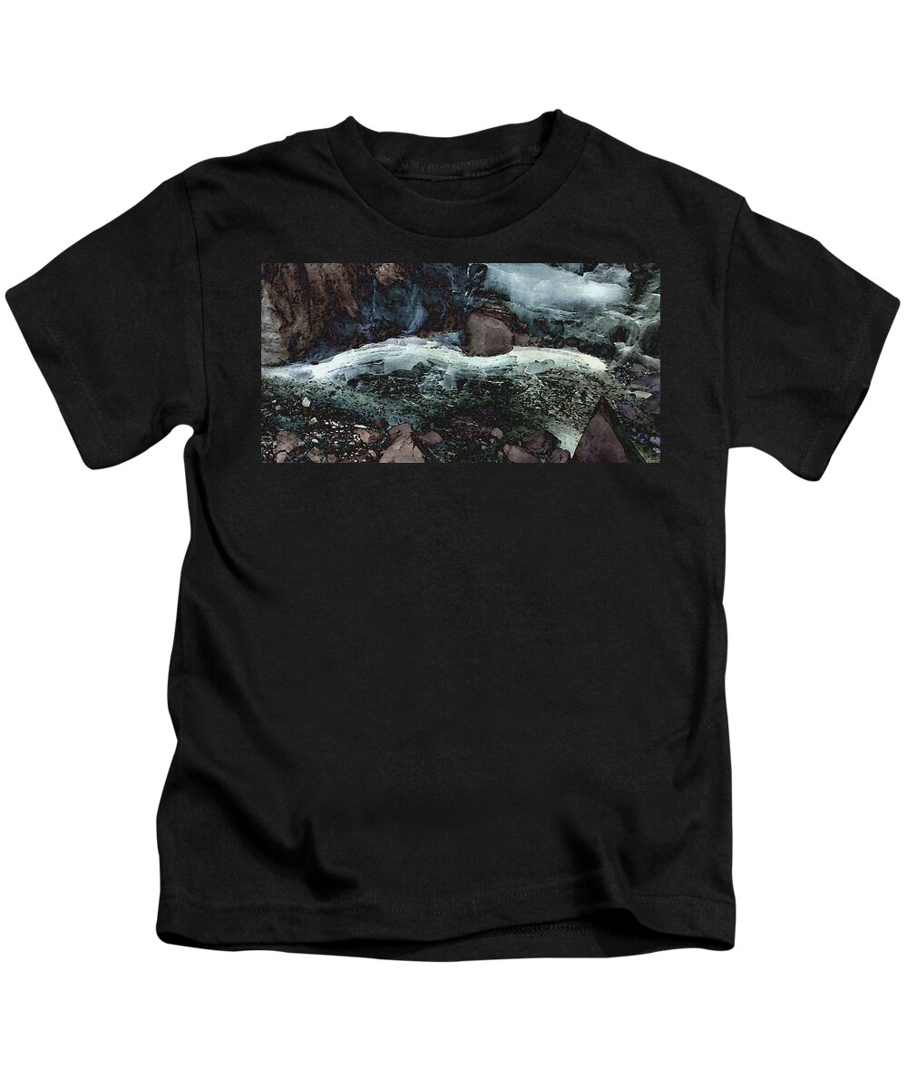 Digital Kids T-Shirt featuring the digital art Frozen Cave by David Hansen