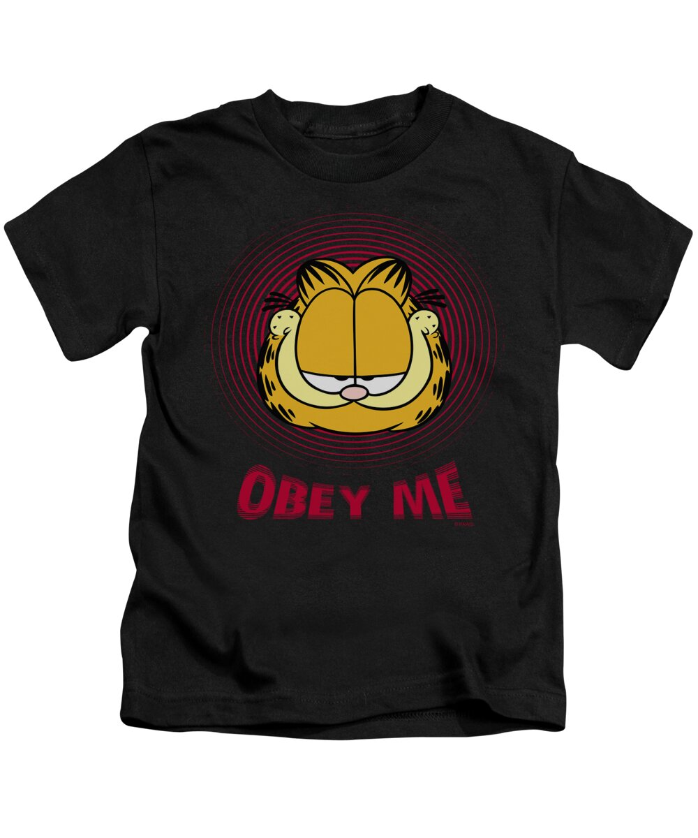Garfield Kids T-Shirt featuring the digital art Garfield - Obey Me by Brand A