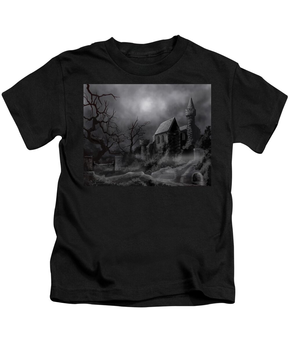 Castle Kids T-Shirt featuring the painting Gathluma's Castle by James Hill