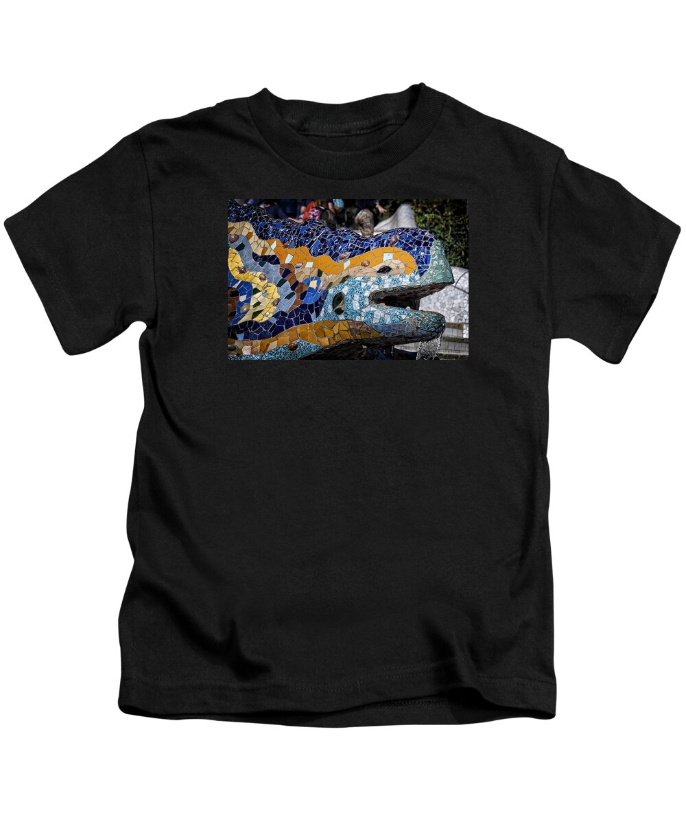 Joan Carroll Kids T-Shirt featuring the photograph Gaudi Dragon by Joan Carroll