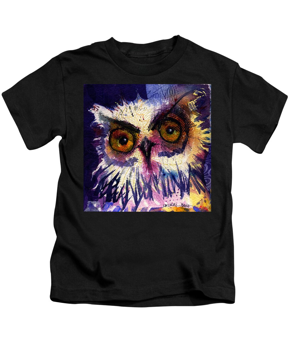 Owl Kids T-Shirt featuring the painting Get Over It by Laurel Bahe