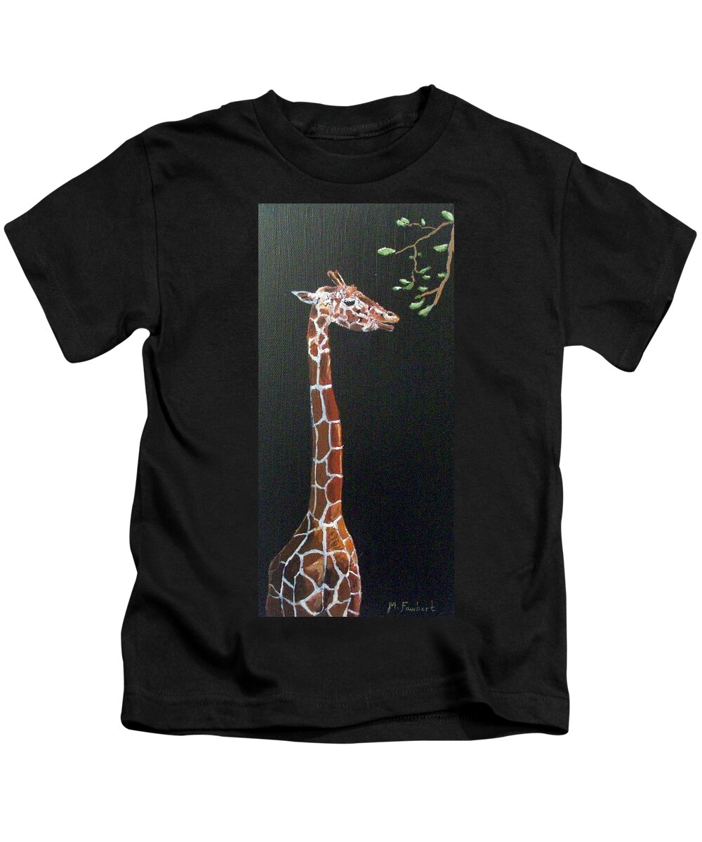 Giraffe Kids T-Shirt featuring the painting Giraffe by Asa Jones