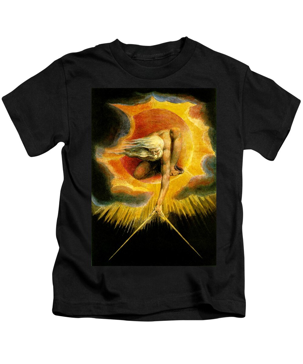Romanticism Kids T-Shirt featuring the painting God As Architect by William Blake