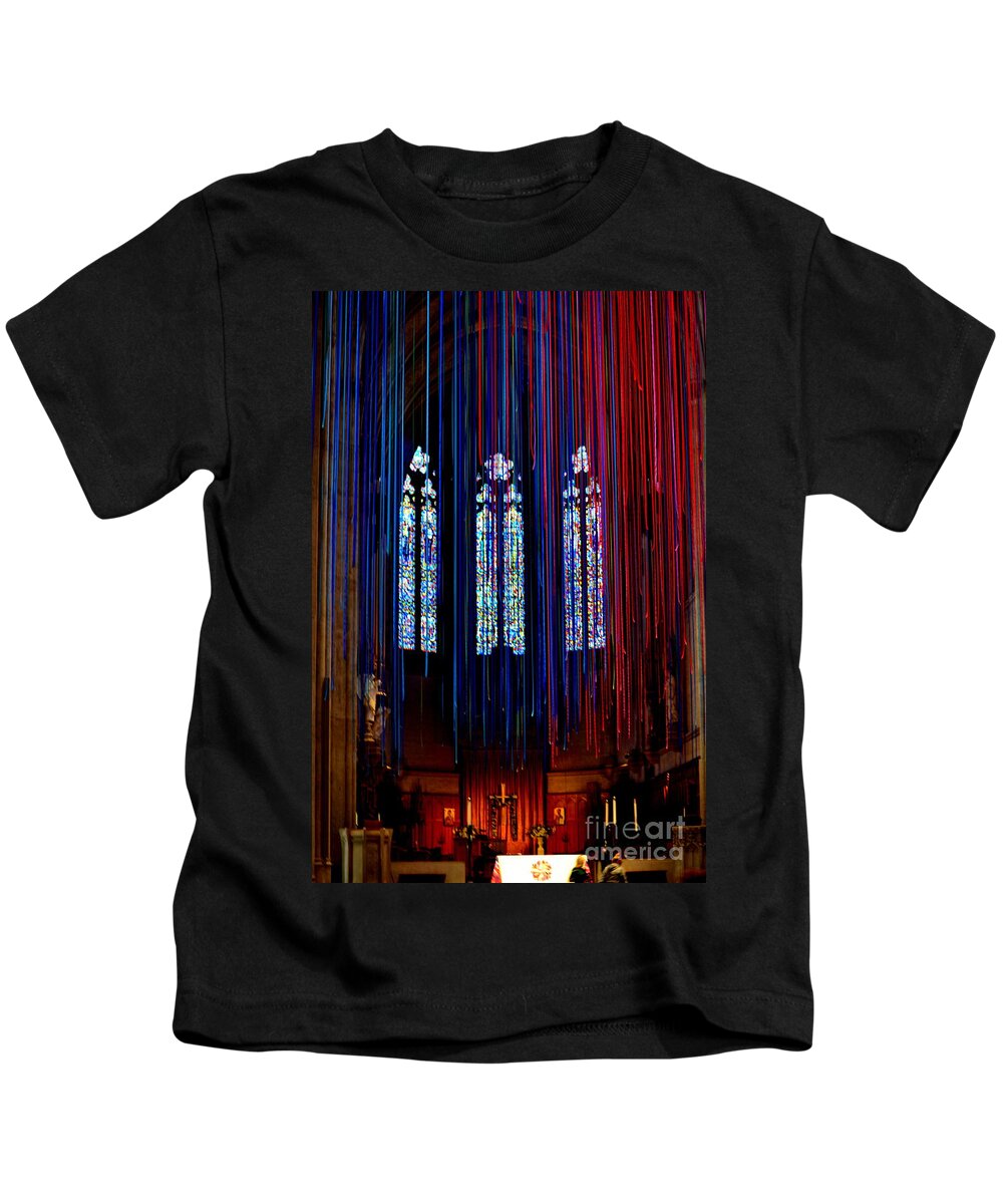 Grace Cathedral Kids T-Shirt featuring the photograph Grace Cathedral with Ribbons by Dean Ferreira