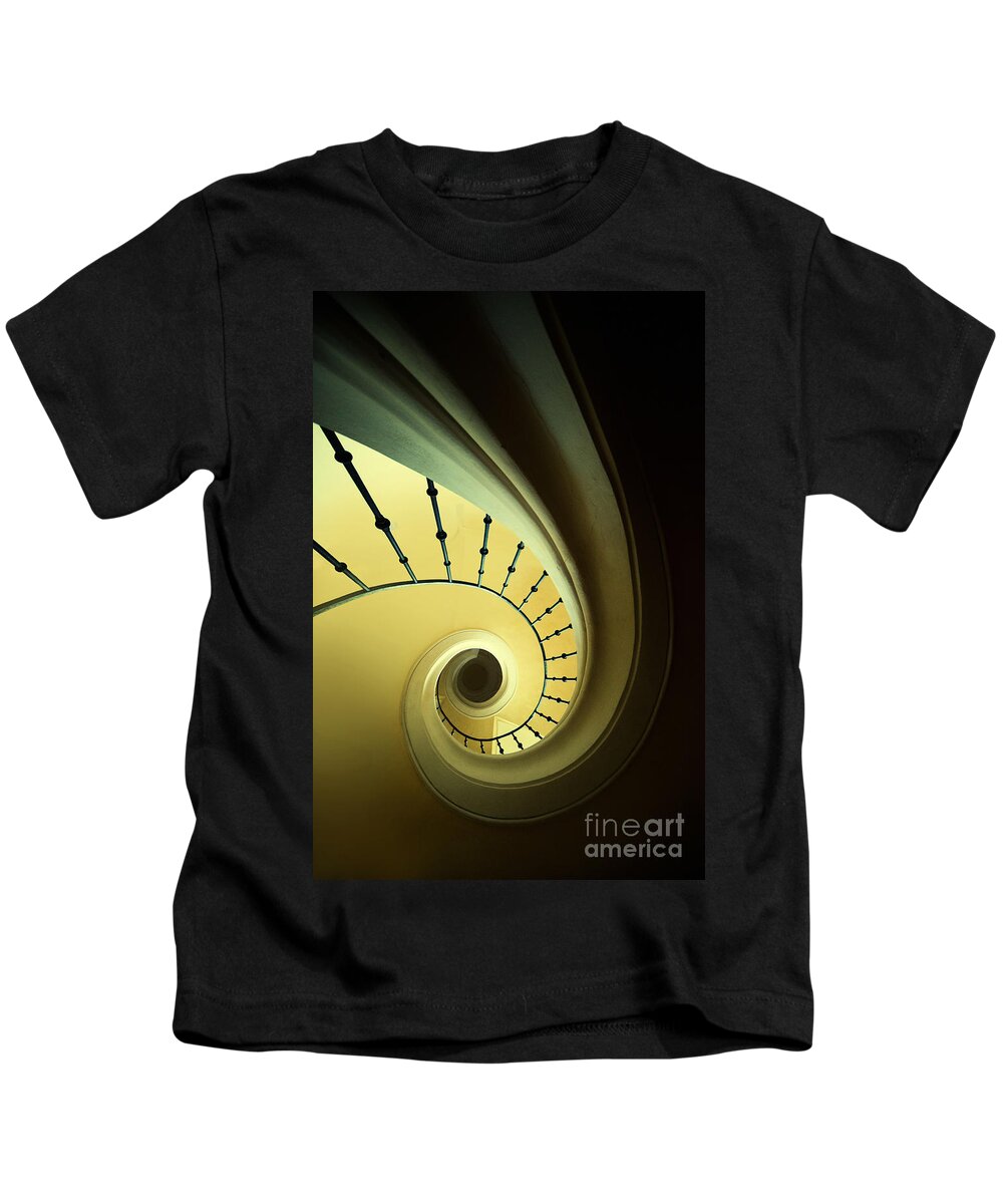 Staircase Kids T-Shirt featuring the photograph Green and yellow spirals by Jaroslaw Blaminsky