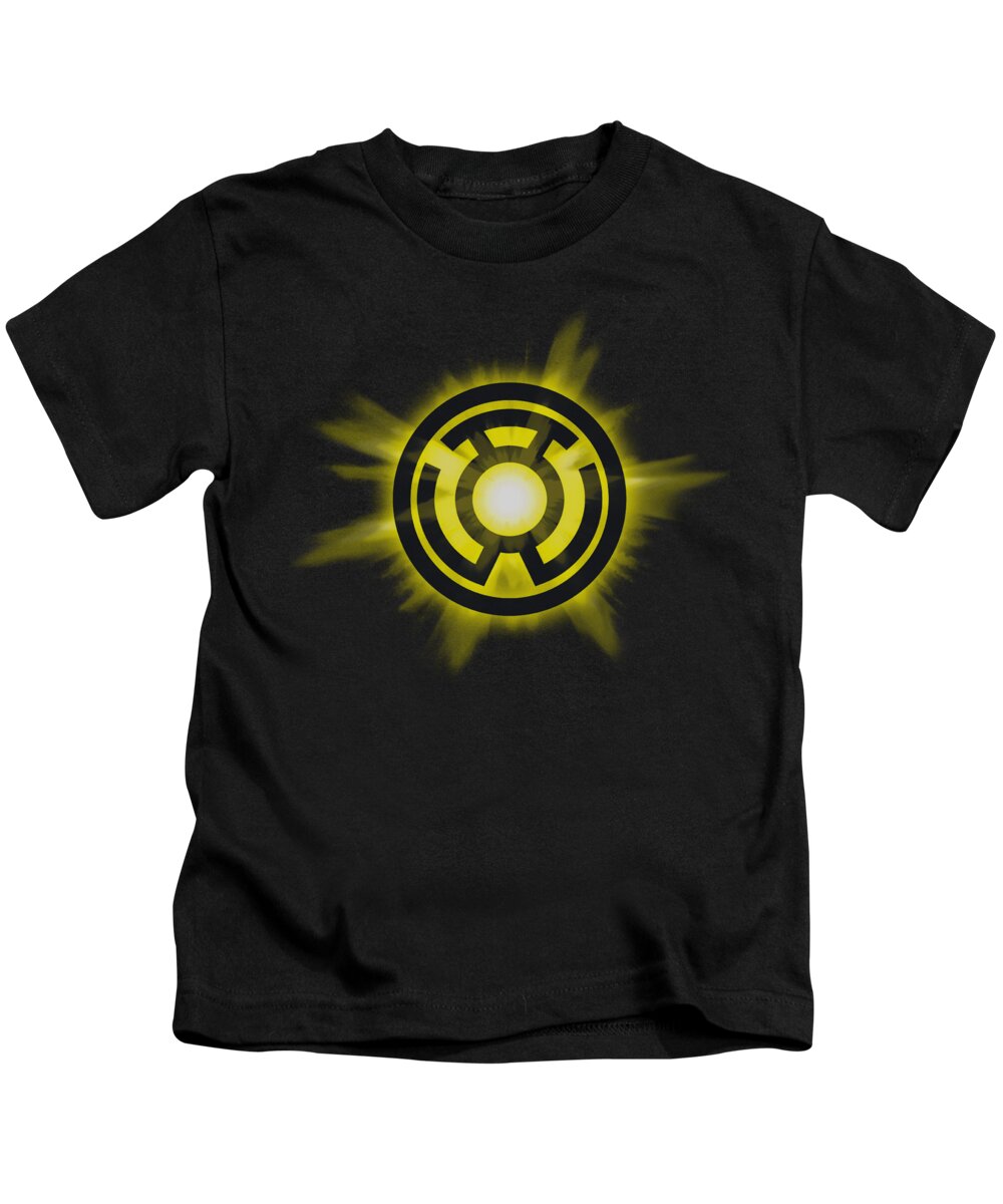 Green Lantern Kids T-Shirt featuring the digital art Green Lantern - Yellow Glow by Brand A
