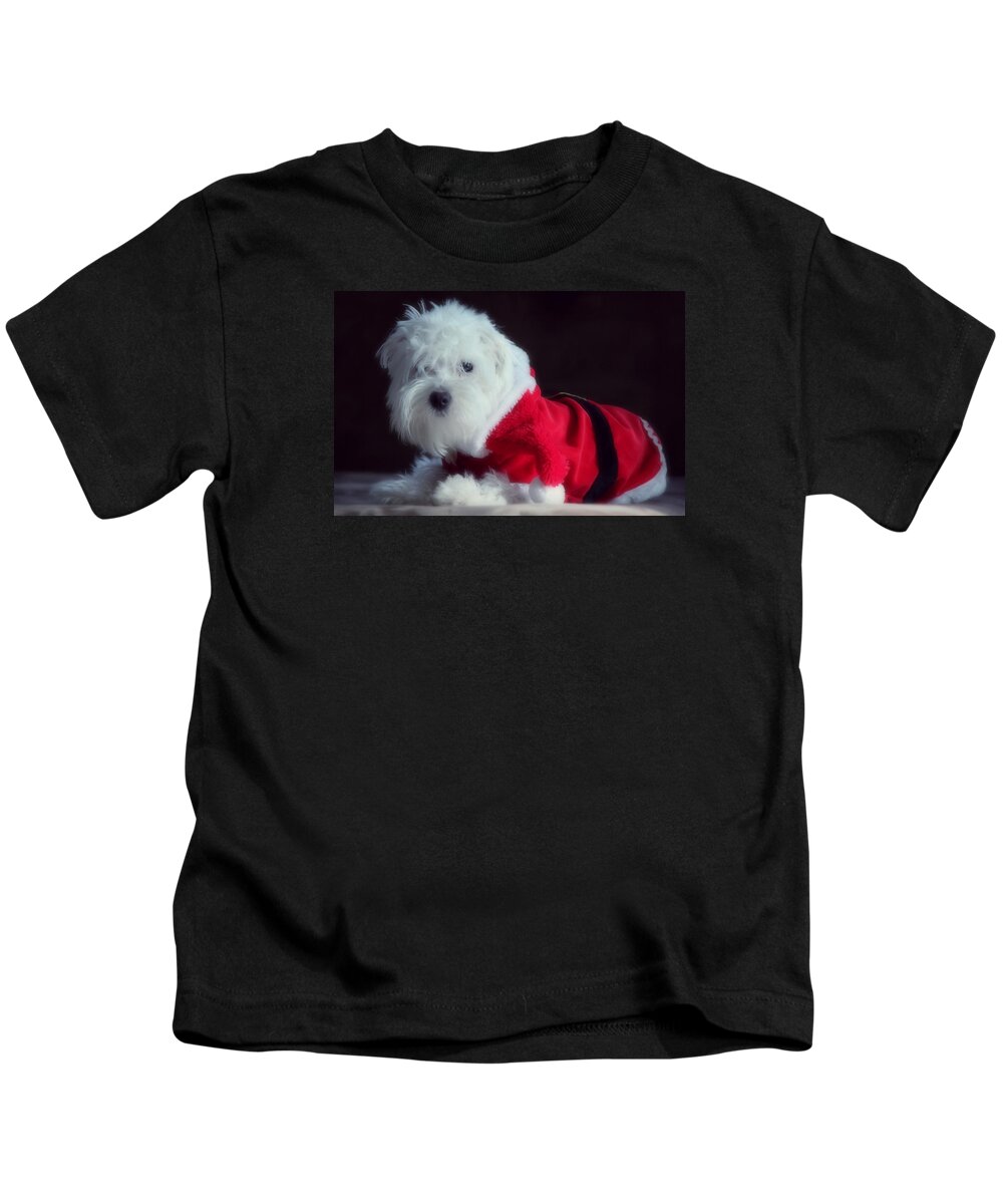 Dog Kids T-Shirt featuring the photograph Ho Ho Ho Merry Christmas by Melanie Lankford Photography