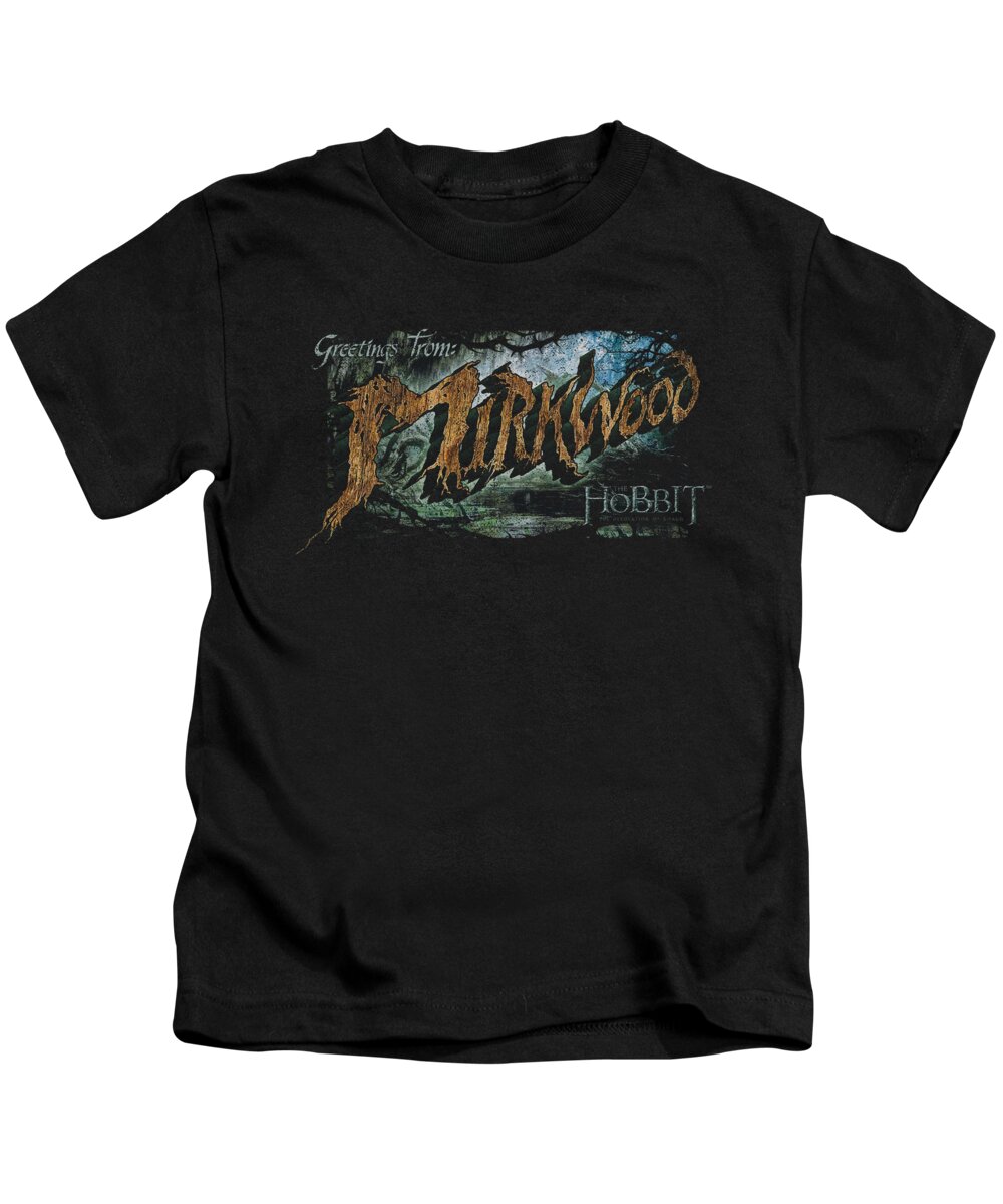 The Hobbit Kids T-Shirt featuring the digital art Hobbit - Greetings From Mirkwood by Brand A