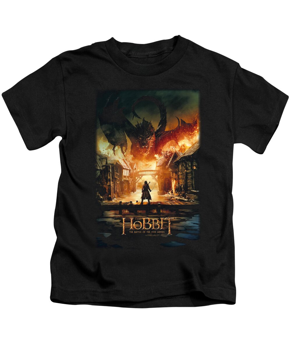  Kids T-Shirt featuring the digital art Hobbit - Smaug Poster by Brand A