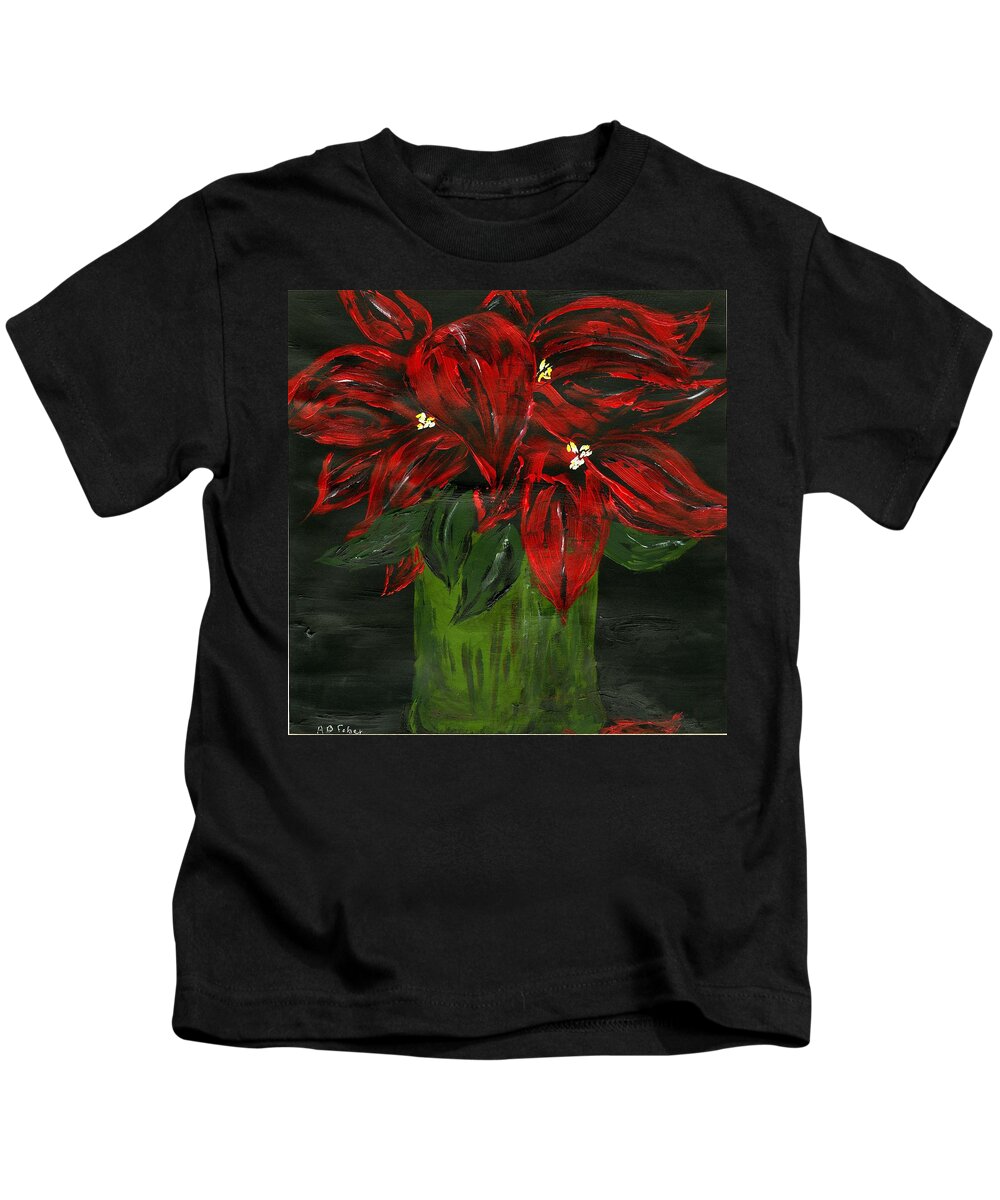 Flower Kids T-Shirt featuring the painting Holiday Red by Alice Faber