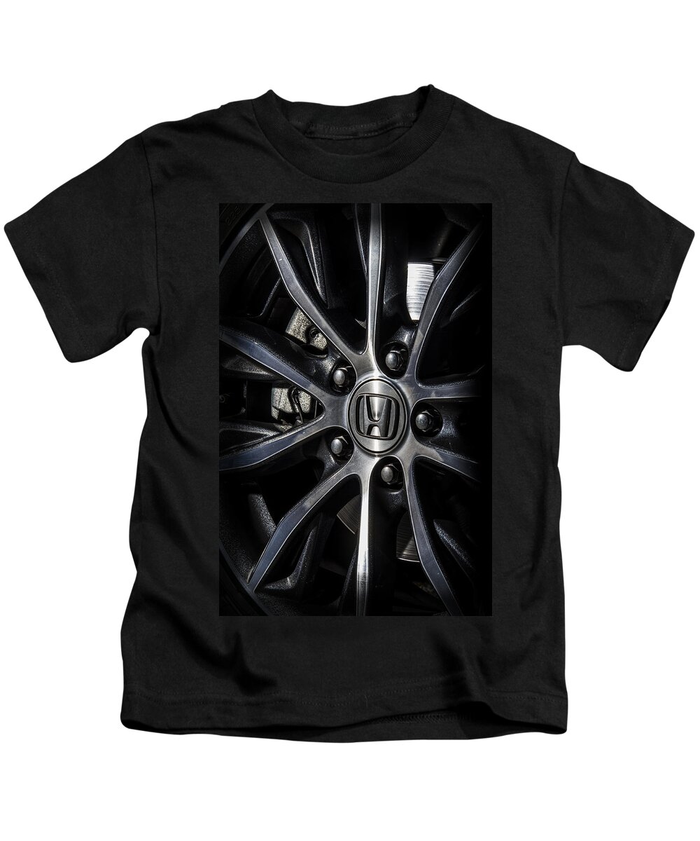 Auto Kids T-Shirt featuring the photograph Honda wheel by Paulo Goncalves