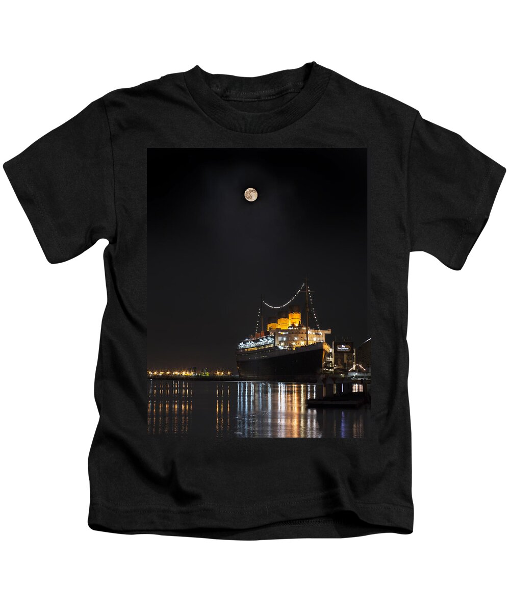 Long Beach Ca Kids T-Shirt featuring the photograph Honey Moon Reflects with the Queen By Denise Dube by Denise Dube