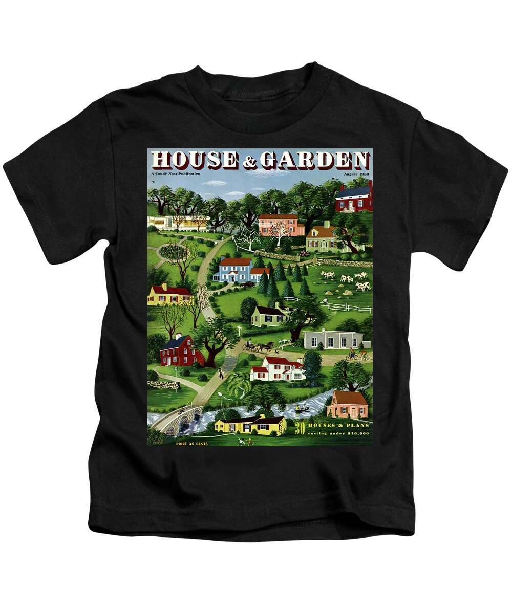 House And Garden Kids T-Shirt featuring the photograph House And Garden Cover Featuring An Illustration by Victor Bobritsky